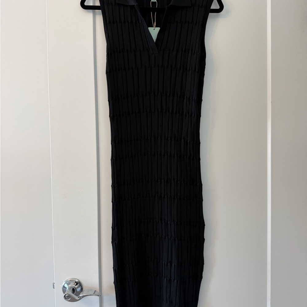 Current Air Black Textured V-Neck Maxi Dress